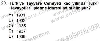 Genel Turizm Bilgisi Dersi 2013 - 2014 Yılı Tek Ders Sınav Soruları 20. Soru