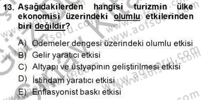 Genel Turizm Bilgisi Dersi 2014 - 2015 Yılı (Final) Dönem Sonu Sınav Soruları 13. Soru