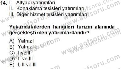 Genel Turizm Bilgisi Dersi 2014 - 2015 Yılı (Final) Dönem Sonu Sınav Soruları 14. Soru