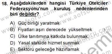 Genel Turizm Bilgisi Dersi 2014 - 2015 Yılı (Final) Dönem Sonu Sınav Soruları 18. Soru