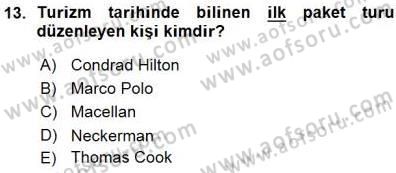 Genel Turizm Bilgisi Dersi Ara Sınavı Deneme Sınav Soruları 13. Soru