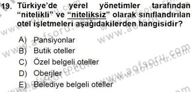 Genel Turizm Bilgisi Dersi Ara Sınavı Deneme Sınav Soruları 19. Soru