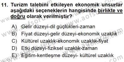 Genel Turizm Bilgisi Dersi 2015 - 2016 Yılı (Final) Dönem Sonu Sınav Soruları 11. Soru