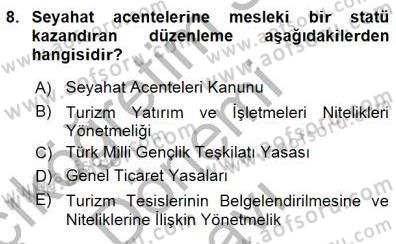 Genel Turizm Bilgisi Dersi 2015 - 2016 Yılı (Final) Dönem Sonu Sınav Soruları 8. Soru