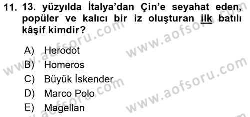 Genel Turizm Bilgisi Dersi 2021 - 2022 Yılı (Vize) Ara Sınav Soruları 11. Soru