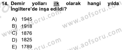 Genel Turizm Bilgisi Dersi 2021 - 2022 Yılı (Vize) Ara Sınav Soruları 14. Soru