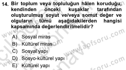 Genel Turizm Bilgisi Dersi 2021 - 2022 Yılı (Final) Dönem Sonu Sınav Soruları 14. Soru