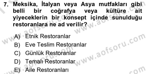 Genel Turizm Bilgisi Dersi 2021 - 2022 Yılı (Final) Dönem Sonu Sınav Soruları 7. Soru