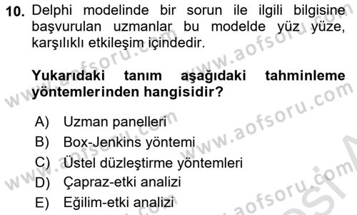 Genel Turizm Bilgisi Dersi 2021 - 2022 Yılı Yaz Okulu Sınav Soruları 10. Soru