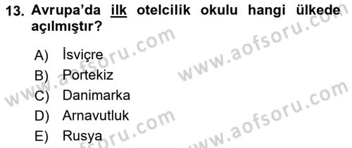 Genel Turizm Bilgisi Dersi 2022 - 2023 Yılı (Vize) Ara Sınav Soruları 13. Soru