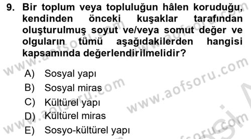 Genel Turizm Bilgisi Dersi 2022 - 2023 Yılı Yaz Okulu Sınav Soruları 9. Soru