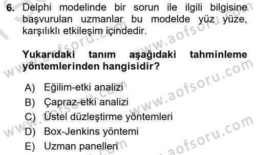 Genel Turizm Bilgisi Dersi 2023 - 2024 Yılı (Final) Dönem Sonu Sınav Soruları 6. Soru