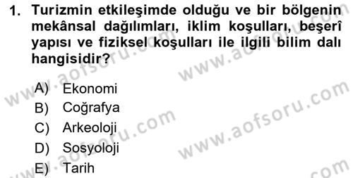 Genel Turizm Bilgisi Dersi 2023 - 2024 Yılı Yaz Okulu Sınav Soruları 1. Soru