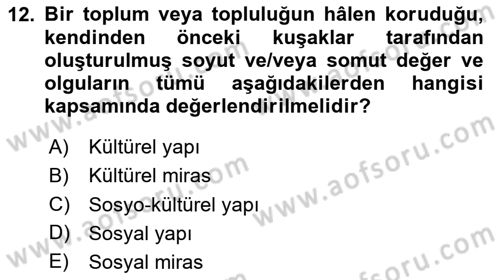 Genel Turizm Bilgisi Dersi 2023 - 2024 Yılı Yaz Okulu Sınav Soruları 12. Soru
