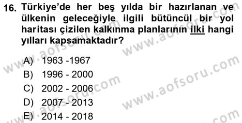 Genel Turizm Bilgisi Dersi 2023 - 2024 Yılı Yaz Okulu Sınav Soruları 16. Soru