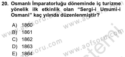 Genel Turizm Bilgisi Dersi 2023 - 2024 Yılı Yaz Okulu Sınav Soruları 20. Soru