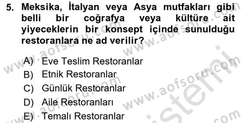 Genel Turizm Bilgisi Dersi 2023 - 2024 Yılı Yaz Okulu Sınav Soruları 5. Soru