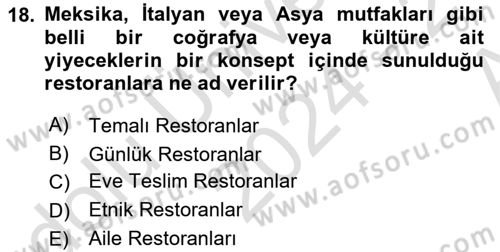Genel Turizm Bilgisi Dersi 2024 - 2025 Yılı (Vize) Ara Sınav Soruları 18. Soru