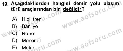 Genel Turizm Bilgisi Dersi 2024 - 2025 Yılı (Vize) Ara Sınav Soruları 19. Soru