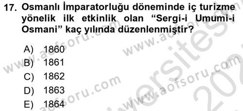 Genel Turizm Bilgisi Dersi 2024 - 2025 Yılı (Final) Dönem Sonu Sınav Soruları 17. Soru