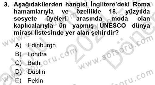 Genel Turizm Bilgisi Dersi 2024 - 2025 Yılı (Final) Dönem Sonu Sınav Soruları 3. Soru