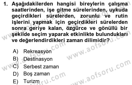 Genel Turizm Bilgisi Dersi 2024 - 2025 Yılı Yaz Okulu Sınav Soruları 1. Soru