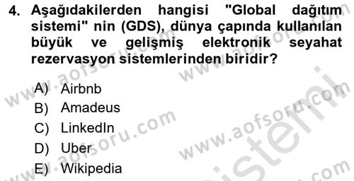 Genel Turizm Bilgisi Dersi 2024 - 2025 Yılı Yaz Okulu Sınav Soruları 4. Soru