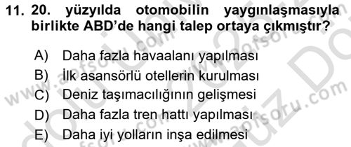 Genel Turizm Bilgisi Dersi 2025 - 2026 Yılı (Vize) Ara Sınav Soruları 11. Soru