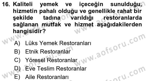 Genel Turizm Bilgisi Dersi 2025 - 2026 Yılı (Vize) Ara Sınav Soruları 16. Soru
