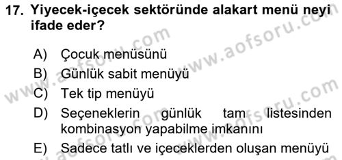 Genel Turizm Bilgisi Dersi 2025 - 2026 Yılı (Vize) Ara Sınav Soruları 17. Soru