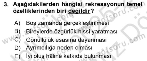 Genel Turizm Bilgisi Dersi 2025 - 2026 Yılı (Vize) Ara Sınav Soruları 3. Soru