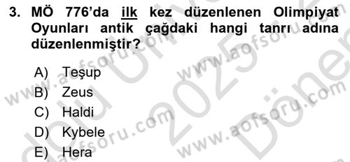 Genel Turizm Bilgisi Dersi 2025 - 2026 Yılı (Final) Dönem Sonu Sınav Soruları 3. Soru