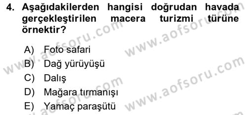 Genel Turizm Bilgisi Dersi 2025 - 2026 Yılı Yaz Okulu Sınav Soruları 4. Soru