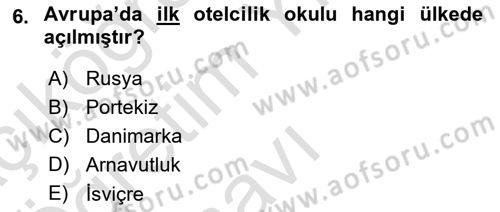 Genel Turizm Bilgisi Dersi 2025 - 2026 Yılı Yaz Okulu Sınav Soruları 6. Soru