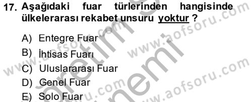 Kongre ve Etkinlik Yönetimi Dersi 2014 - 2015 Yılı (Vize) Ara Sınav Soruları 17. Soru