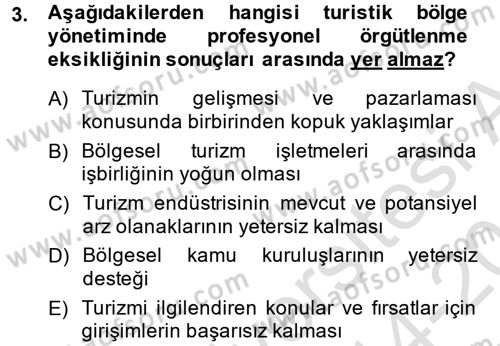 Kongre ve Etkinlik Yönetimi Dersi 2014 - 2015 Yılı Tek Ders Sınav Soruları 3. Soru