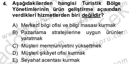 Kongre ve Etkinlik Yönetimi Dersi 2014 - 2015 Yılı Tek Ders Sınav Soruları 4. Soru
