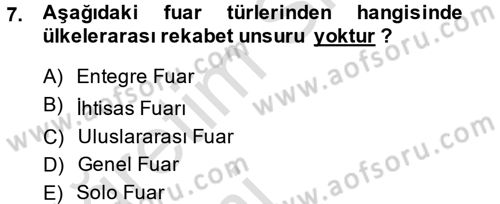 Kongre ve Etkinlik Yönetimi Dersi 2014 - 2015 Yılı Tek Ders Sınav Soruları 7. Soru