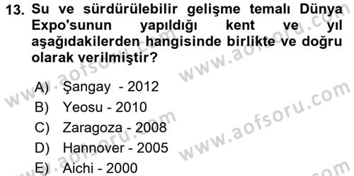 Kongre ve Etkinlik Yönetimi Dersi 2015 - 2016 Yılı (Vize) Ara Sınavı 13. Soru