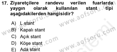 Kongre ve Etkinlik Yönetimi Dersi 2015 - 2016 Yılı (Vize) Ara Sınav Soruları 17. Soru
