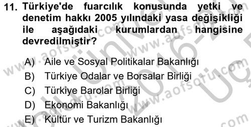 Kongre ve Etkinlik Yönetimi Dersi 2016 - 2017 Yılı 3 Ders Sınav Soruları 11. Soru