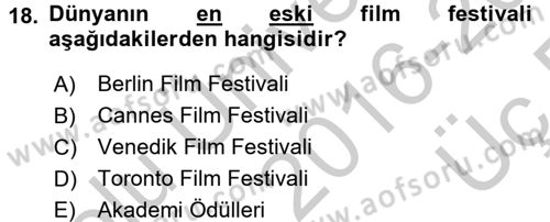 Kongre ve Etkinlik Yönetimi Dersi 2016 - 2017 Yılı 3 Ders Sınav Soruları 18. Soru