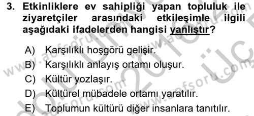 Kongre ve Etkinlik Yönetimi Dersi 2016 - 2017 Yılı 3 Ders Sınav Soruları 3. Soru