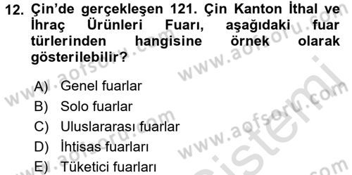 Kongre ve Etkinlik Yönetimi Dersi 2016 - 2017 Yılı (Final) Dönem Sonu Sınavı 12. Soru