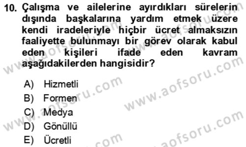 Kongre ve Etkinlik Yönetimi Dersi 2021 - 2022 Yılı Yaz Okulu Sınav Soruları 10. Soru