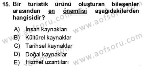 Kongre ve Etkinlik Yönetimi Dersi 2021 - 2022 Yılı Yaz Okulu Sınav Soruları 15. Soru