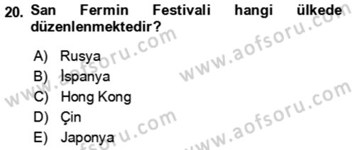 Kongre ve Etkinlik Yönetimi Dersi 2021 - 2022 Yılı Yaz Okulu Sınav Soruları 20. Soru