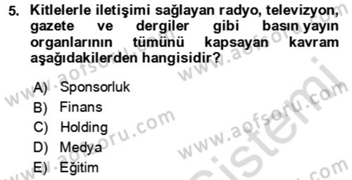Kongre ve Etkinlik Yönetimi Dersi 2022 - 2023 Yılı Yaz Okulu Sınav Soruları 5. Soru