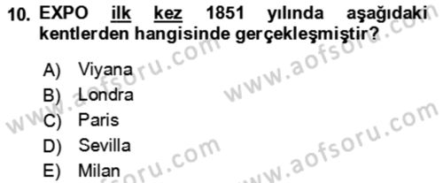Kongre ve Etkinlik Yönetimi Dersi 2023 - 2024 Yılı (Final) Dönem Sonu Sınav Soruları 10. Soru