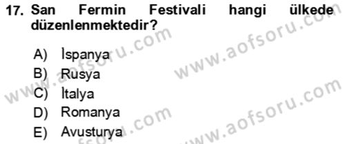 Kongre ve Etkinlik Yönetimi Dersi 2023 - 2024 Yılı (Final) Dönem Sonu Sınav Soruları 17. Soru